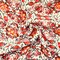 Orange-Brown-Multi Poly Floral Border Printed Crepe Georgette Woven Fabric By the Yard